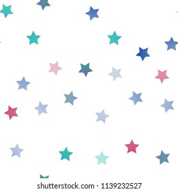 Light Blue, Red vector seamless template with sky stars. Blurred decorative design in simple style with stars. Best design for your ad, poster, banner.