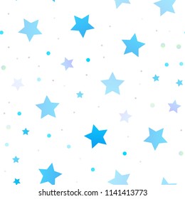 Light Blue, Red vector seamless cover with small and big stars. Blurred decorative design in simple style with stars. The pattern can be used for wrapping gifts.