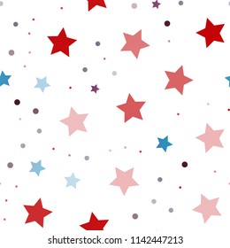 Light Blue, Red vector seamless background with colored stars. Modern geometrical abstract illustration with stars. The pattern can be used for new year ad, booklets.