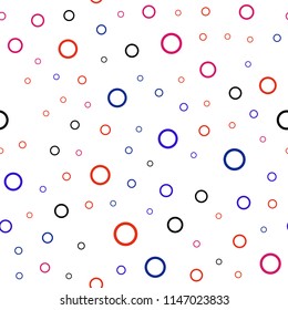 Light Blue, Red vector seamless backdrop with dots. Glitter abstract illustration with blurred drops of rain. Completely new template for your brand book.