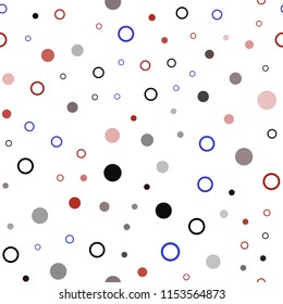 Light Blue, Red vector seamless cover with spots. Abstract illustration with colored bubbles in nature style. Pattern for trendy fabric, wallpapers.