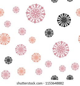 Light Blue, Red vector seamless template with ice snowflakes. Blurred decorative design in xmas style with snow. Pattern for trendy fabric, wallpapers.