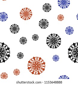 Light Blue, Red vector seamless background with xmas snowflakes. Glitter abstract illustration with crystals of ice. Template for business cards, websites.