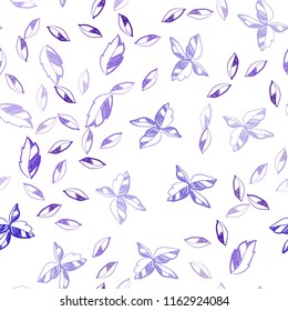 Light Blue, Red vector seamless elegant background with leaves. Doodle illustration of leaves in Origami style with gradient. Design for textile, fabric, wallpapers.