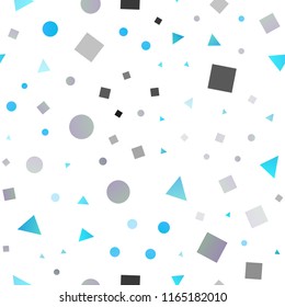 Light Blue, Red vector seamless backdrop with lines, circles, rhombus. Decorative design in abstract style with lines, dots, cubes. Pattern for trendy fabric, wallpapers.