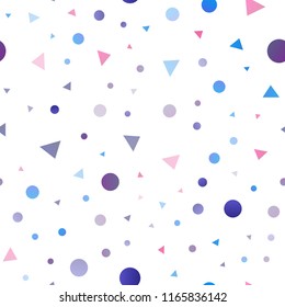 Light Blue, Red vector seamless pattern in polygonal style with circles. Glitter abstract illustration with spheres, triangular lines. Trendy design for wallpaper, fabric makers.