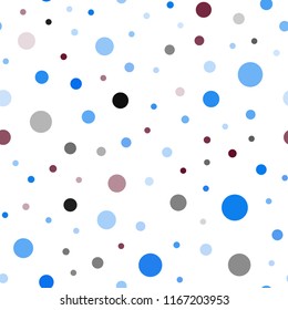 Light Blue, Red vector seamless background with bubbles. Beautiful colored illustration with blurred circles in nature style. Pattern for design of window blinds, curtains.