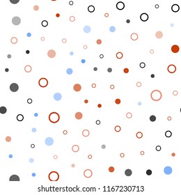 Light Blue, Red vector seamless texture with disks. Glitter abstract illustration with blurred drops of rain. Trendy design for wallpaper, fabric makers.