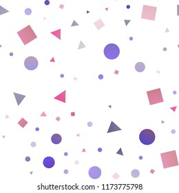 Light Blue, Red vector seamless pattern in polygonal style with circles. Glitter abstract illustration with spheres, squares, lines. Pattern for design of fabric, wallpapers.