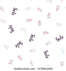 Light Blue, Red vector seamless cover with symbols of 30, 40, 50, 70 % sales. Illustration with signs of sales on abstract template. Backdrop for super sales on Black Friday.