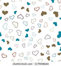 Light Blue, Red vector seamless texture with lovely hearts. Glitter abstract illustration with colorful hearts in romantic style. Beautiful design for your business advert of anniversary.