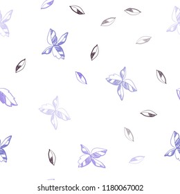 Light Blue, Red vector seamless natural pattern with leaves. A vague abstract illustration with leaves in doodles style. Template for business cards, websites.