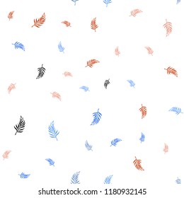 Light Blue, Red vector seamless elegant pattern with leaves. Brand new colored illustration in blurry style with leaves. Pattern for design of window blinds, curtains.