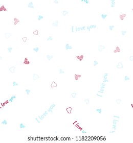 Light Blue, Red vector seamless background with hearts. Hearts on blurred abstract background with colorful gradient. Pattern can be used for valentine's ad, booklets.
