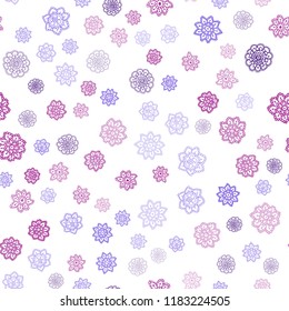 Light Blue, Red vector seamless background with xmas snowflakes. Blurred decorative design in xmas style with snow. Trendy design for wallpaper, fabric makers.