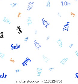 Light Blue, Red vector seamless background with 40 % signs of sales. Shining colorful illustration with isolated selling prices. Pattern for ads, posters, banners of sales.