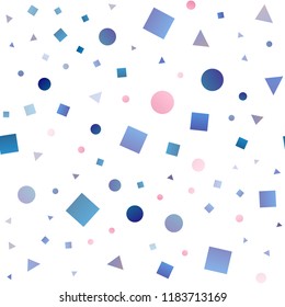 Light Blue, Red vector seamless pattern in polygonal style with circles. Decorative design in abstract style with lines, dots, cubes. Template for business cards, websites.