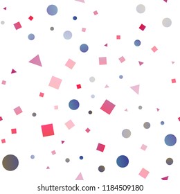 Light Blue, Red vector seamless template with crystals, circles, squares. Abstract gradient illustration with circles, triangles, cubes. Template for business cards, websites.