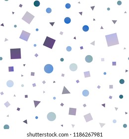 Light Blue, Red vector seamless texture in poly style with circles, cubes. Illustration with colorful circles, triangles, rectangles. Pattern for design of window blinds, curtains.
