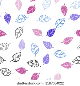 Light Blue, Red vector seamless elegant wallpaper with leaves. Modern geometrical abstract illustration with leaves. Pattern for design of window blinds, curtains.