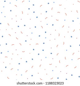 Light Blue, Red vector seamless pattern with spheres, triangles. Illustration with set of colorful abstract circles and lines. Pattern for design of window blinds, curtains.