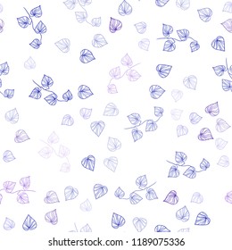 Light Blue, Red vector seamless doodle background with leaves. Doodle illustration of leaves in Origami style with gradient. Pattern for trendy fabric, wallpapers.