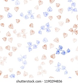 Light Blue, Red vector seamless natural pattern with leaves. leaves on elegant natural pattern with gradient. Trendy design for wallpaper, fabric makers.