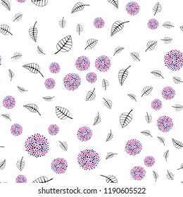Light Blue, Red vector seamless natural backdrop with leaves, flowers. Abstract illustration with leaves, flowers in doodles style. Trendy design for wallpaper, fabric makers.