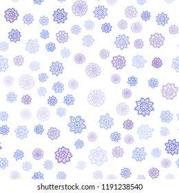 Light Blue, Red vector seamless cover with beautiful snowflakes. Snow on blurred abstract background with gradient. Template for business cards, websites.
