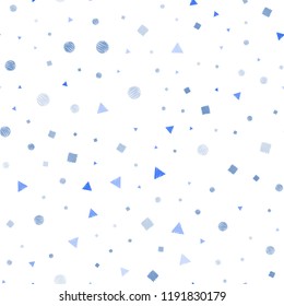 Light Blue, Red vector seamless background with triangles, circles, cubes. Illustration with colorful circles, triangles, rectangles. Trendy design for wallpaper, fabric makers.