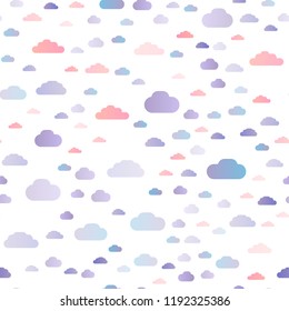 Light Blue, Red vector seamless backdrop with cumulus. Modern illustration with colorful gradient clouds. Pattern for design of window blinds, curtains.