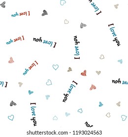 Light Blue, Red vector seamless texture with lovely hearts. Illustration with hearts in love concept for valentine's day. Pattern for marriage gifts, congratulations.