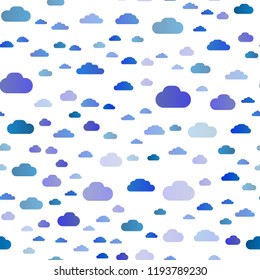 Light Blue, Red vector seamless cover with clouds. Colorful illustration consisted of abstract clouds. Template for business cards, websites.