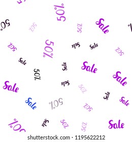 Light Blue, Red vector seamless background with 50 % signs of sales. Gradient illustration with discount signs on white backdrop. Pattern for ads, posters, banners of sales.