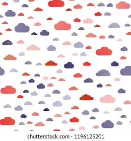 Light Blue, Red vector seamless backdrop with cumulus. Colorful illustration consisted of abstract clouds. Pattern for design of fabric, wallpapers.