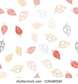 Light Blue, Red vector seamless doodle texture with leaves. Glitter abstract illustration with doodles and leaves. Pattern for trendy fabric, wallpapers.