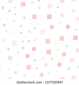 Light Blue, Red vector seamless pattern with spheres, squares. Illustration with set of shining colorful abstract circles, cubes. Template for business cards, websites.