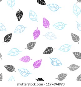 Light Blue, Red vector seamless doodle background with leaves. Shining colored illustration with leaves in doodle style. Pattern for trendy fabric, wallpapers.