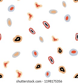 Light Blue, Red vector seamless pattern with spheres. Beautiful colored illustration with blurred circles in nature style. Pattern for design of fabric, wallpapers.