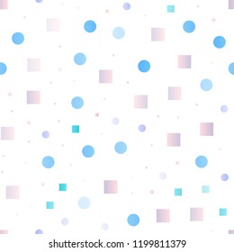 Light Blue, Red vector seamless backdrop with dots, spots, cubes. Decorative design in abstract style with circles, rectangles. Pattern for design of window blinds, curtains.