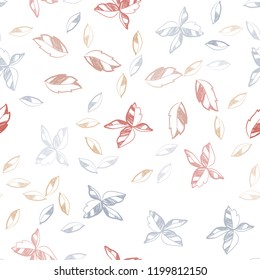 Light Blue, Red vector seamless abstract background with leaves. Shining colored illustration with leaves in doodle style. Design for textile, fabric, wallpapers.