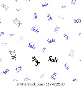 Light Blue, Red vector seamless cover with symbols of 30 % sales. Abstract illustration with colorful gradient symbols of sales. Backdrop for super sales on Black Friday.