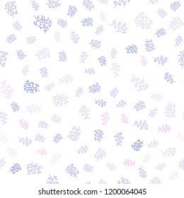Light Blue, Red vector seamless doodle pattern with leaves, branches. Illustration with doodles on abstract template. Design for textile, fabric, wallpapers.