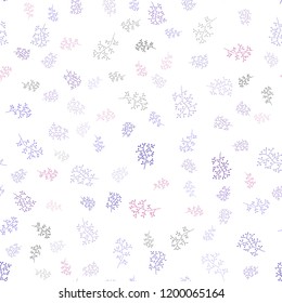 Light Blue, Red vector seamless elegant wallpaper with leaves, branches. Shining colored illustration with leaves and branches. Pattern for design of window blinds, curtains.