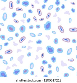 Light Blue, Red vector seamless pattern with spheres. Blurred bubbles on abstract background with colorful gradient. Pattern for design of fabric, wallpapers.
