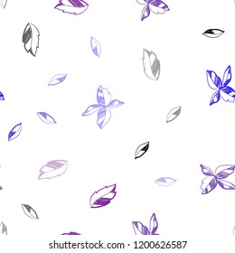 Light Blue, Red vector seamless doodle template with leaves. Colorful illustration in doodle style with leaves. Pattern for design of fabric, wallpapers.