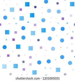 Light Blue, Red vector seamless texture with disks, rectangles. Illustration with set of shining colorful abstract circles, cubes. Pattern for design of window blinds, curtains.