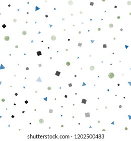 Light Blue, Red vector seamless background with triangles, circles, cubes. Abstract gradient illustration with circles, triangles, cubes. Trendy design for wallpaper, fabric makers.