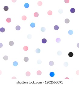 Light Blue, Red vector seamless layout with circle shapes. Illustration with set of shining colorful abstract circles. Pattern can be used as texture of water, rain drops.
