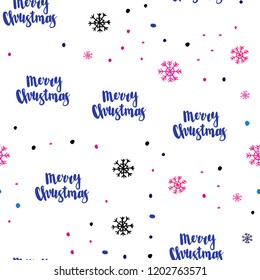Light Blue, Red vector seamless cover with beautiful snowflakes. Colorful decorative design in xmas style with snow. Pattern for trendy fabric, wallpapers.